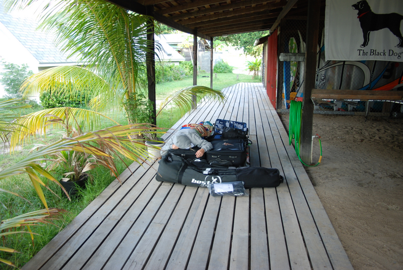 Our first night's accomodation.  We arrived at 12:30 a.m., unloaded from the taxi, then found out that nobody left the key to our room with the security guard.  Made some calls but couldn't find anyone.  Ended up crashing on the deck for 5 hours.