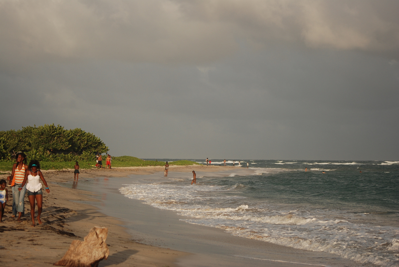 Looking north from the launch point.  Kites have to stay below the point as the airport runway is right around the corner.