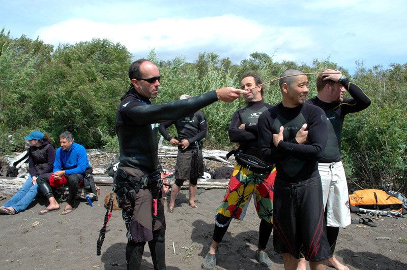 Tom playing fetch with Jeff