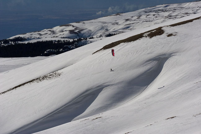 Clint on the SW face of Baldy. Photo:Will Taggart