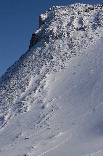 Chaz skiing strong on the NW face of Tosi.