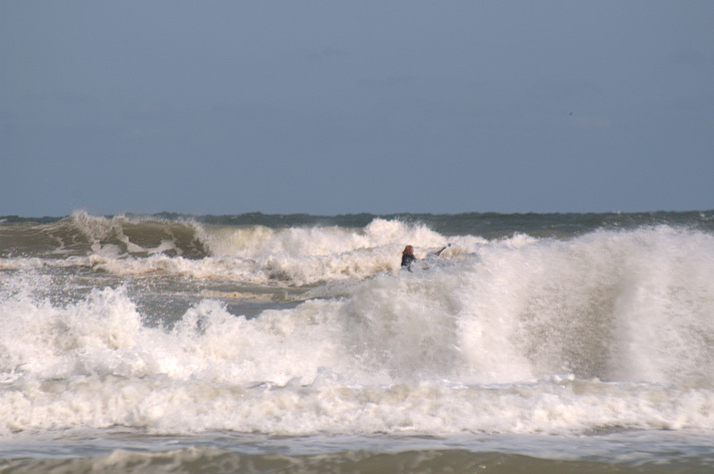 I'm threading the needle between waves.