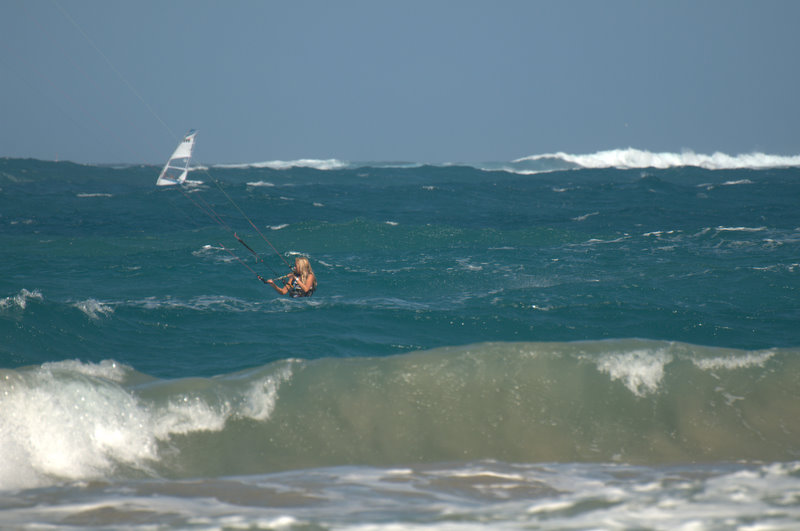 Mika right behind the shore break.  The monster in the upper right is a 1/2 mile away!