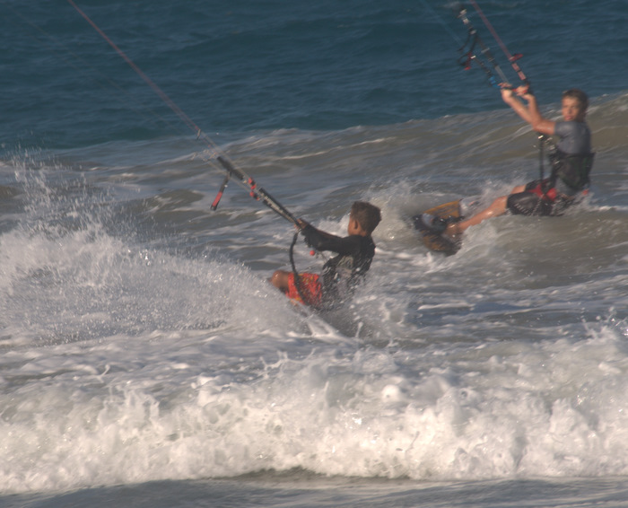 Little Yanni attacking the shore break.