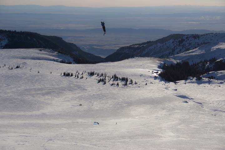Chaz way down at the bottom, Wayne flying by above.