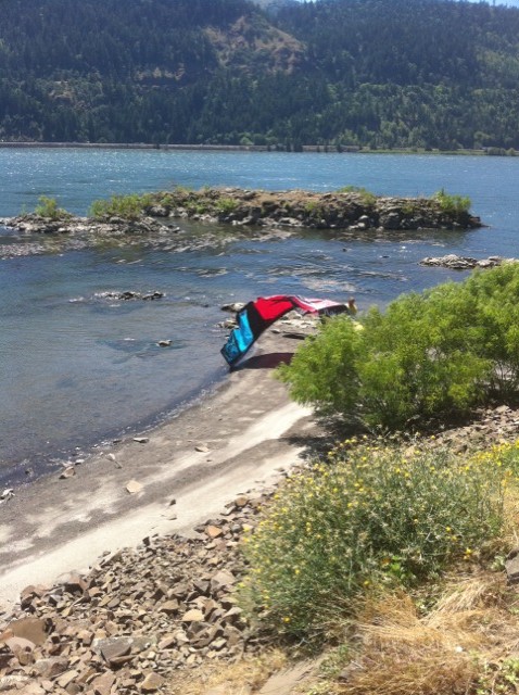 view of water area to clean up. (big rocks are upwind)