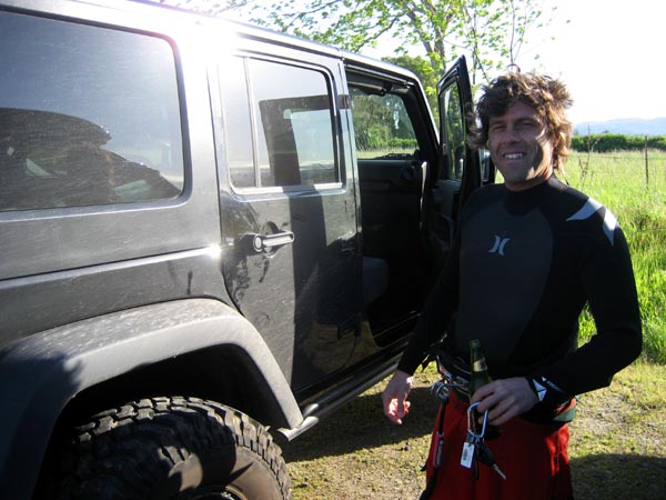 Carl with Bad Ass tires and a jeep attached!