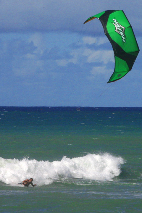 Damien spearheading the new sport of Kitebody Dragging on the new 08 Cult.