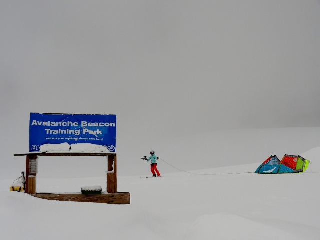 You know it is great snow and terrain when you pump up next to a sign like this. Kite Safe!