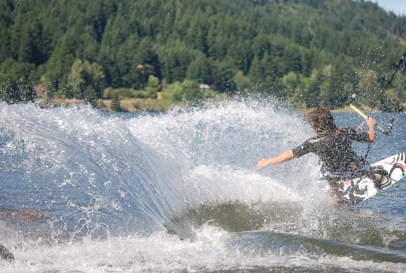 I was about a 1/4 second late on this shot.  I was trying to get more of the rocks in the screen and Shawn at the middle of his turn.