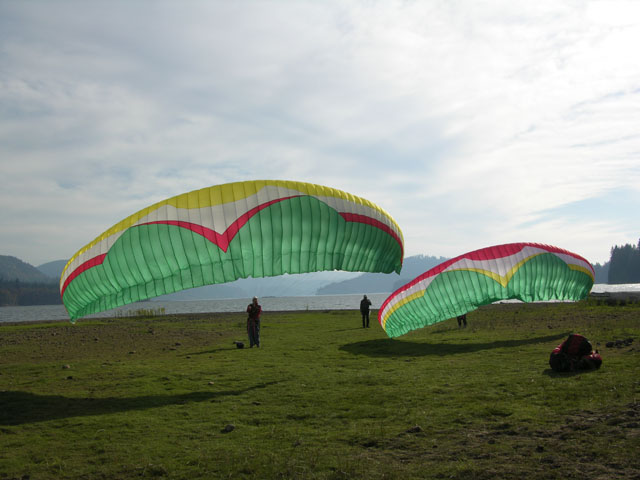 Maren and I getting ready for a 'dual' tow behind the aforementioned 'thick hulled' jet boat!