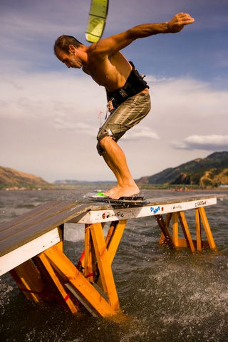 Skate boarding w/ a kite
