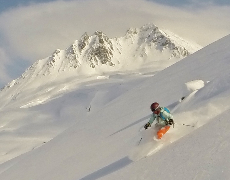 Monica backcountry skiing on R.F.S.