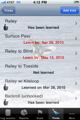 Set trick goals and reminders