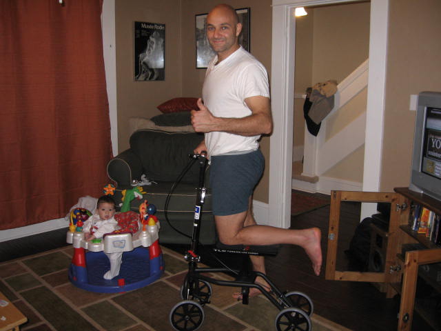 And I got a stylin new ride instead of those god fucking awfull crutches. Introducing the TLC (turning leg cart) not to be confused with TLC- totally lame contraption. 8) 8)