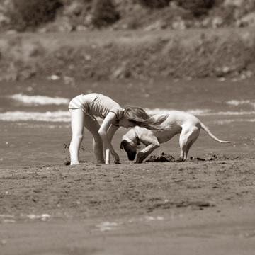 Abby and Cabo diggin' for gold
