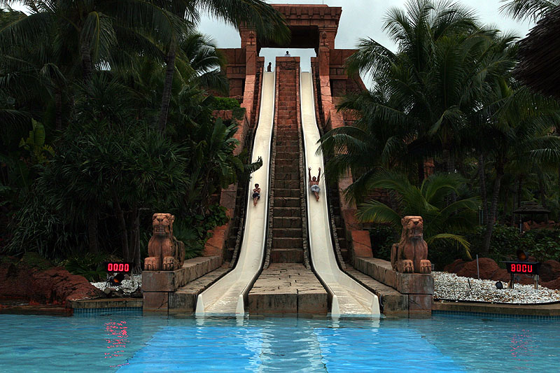 Racing Taylor down the slide