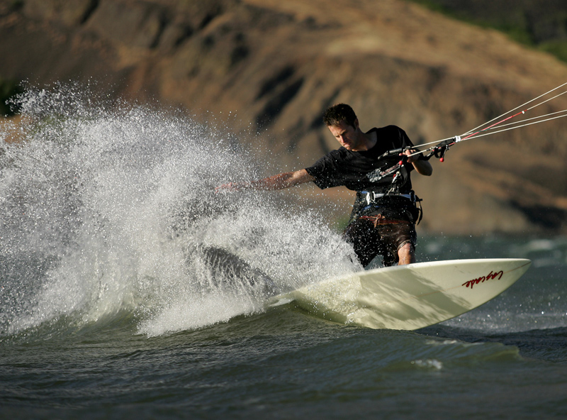 Joe hits it hard on the surfboard at secret spot