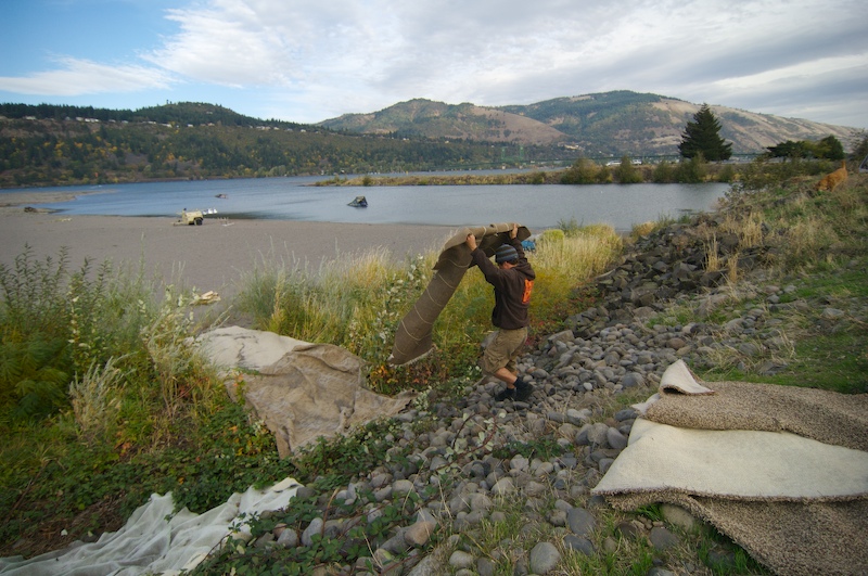 Laying down the first layer of the drop in to the snow rail