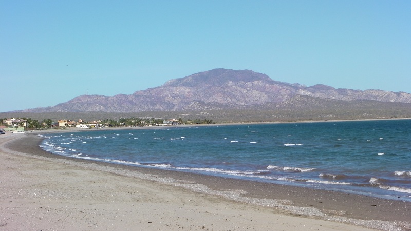 Wide open sandy beach north of the marina in Loreto