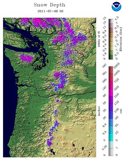 Snow Depth on July 8, 2011. Source:
<br />http://www.nohrsc.noaa.gov/nsa/index.html?region=Northwest&year=2011&month=7&day=8&units=e