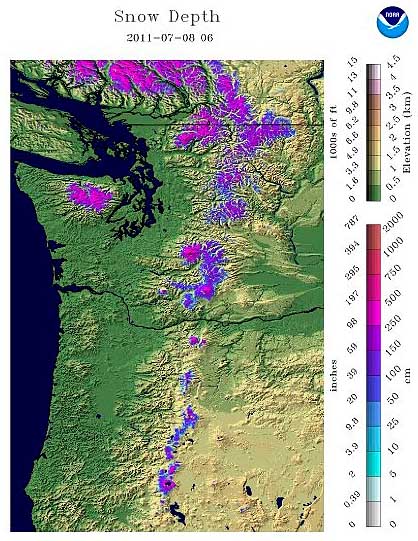 Snow Depth on July 8, 2011.  Source: 
<br />http://www.nohrsc.noaa.gov/nsa/index.html?region=Northwest&year=2011&month=7&day=8&units=e