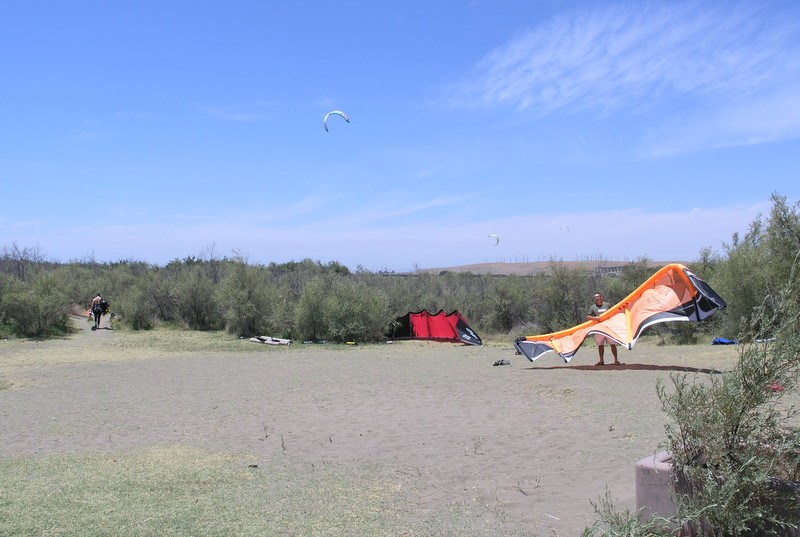 Some people launch near the parking lot and walk down the path to the beach