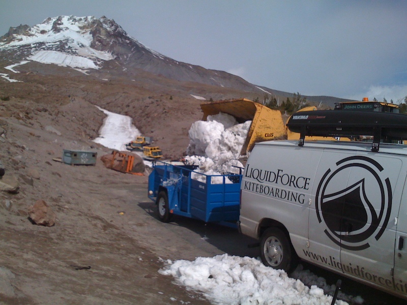 The Liquid Force Van above 6000 feet- picking up snow at Timberline