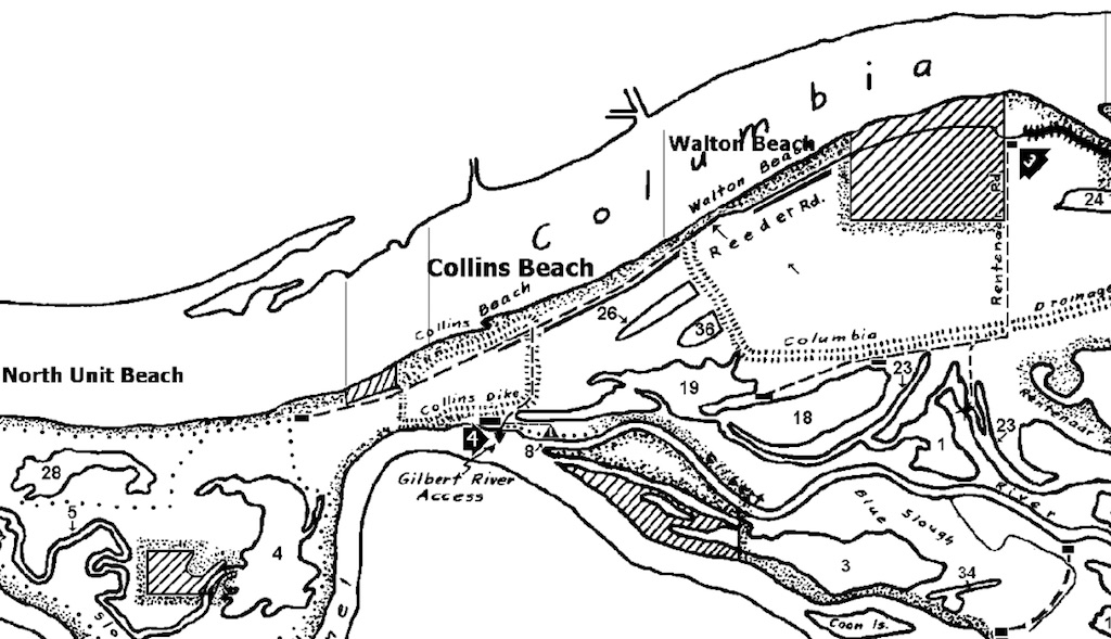 SI map - showing North Unit Beach, Collins Beach (clothing optional), and Walton Beach