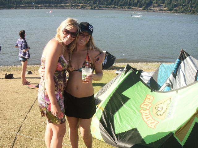 Sarah with Rachel who just got off the water