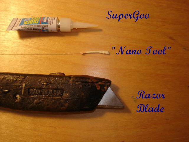 tool post use -with line tail still glued on, can just snip it off to reuse....