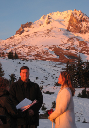 Mt Hood Alpenglow wedding. Tonia and Gregg 12/11/08