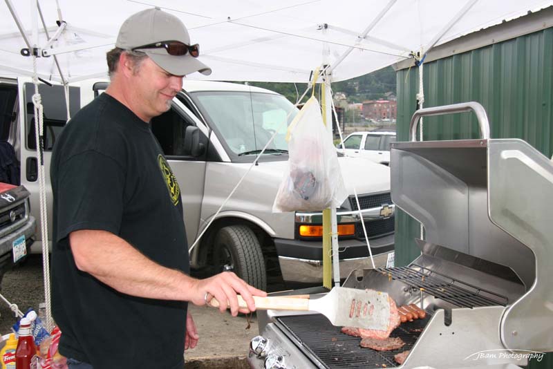 Master of the BBQ, Jeff Logozs keeps the masses from going hungry.