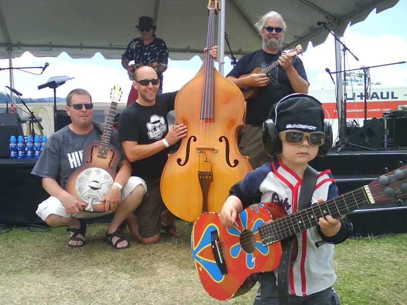 Henry with the boys in the band