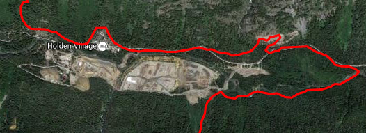 Our job site is the clearing on the right. The additional Holden Mine remediation is on the left.