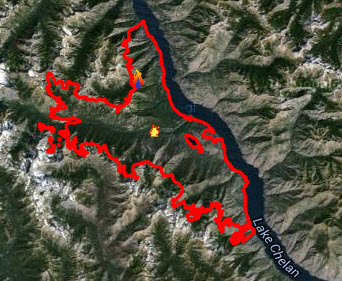 Further out view of the fire vs. lake